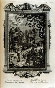 Abraham valmistautuu uhraamaan Iisakin tekijältä Johann Jakob Scheuchzer