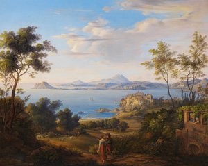 Johann Joachim Faber Pozzuolin lahti Napolin lähellä 1829 tekijältä Johann Joachim Faber