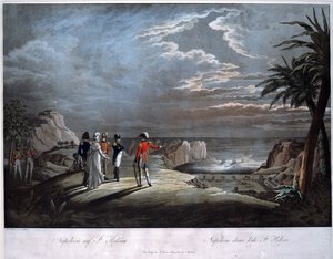 Napoleon Bonaparte Saint Helenan saarella - Rugendas, Johann Lorenz, nuorempi (1775-1826) - Akvatinta - 47x58 - Yksityiskokoelma