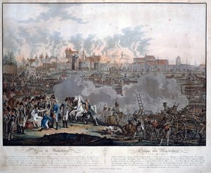 Ratisbonin taistelu 23. huhtikuuta 1809 (Regensburgin taistelu) - Rugendas, Johann Lorenz, nuorempi (1775-1826) - 1809 - Akvatinta - 54,6x65,4 - Yksityiskokoelma