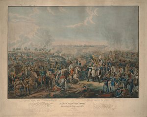 Kansakuntien taistelun jälkeen: Prinssi Schwarzenberg tuomassa uutisia voitosta 18. lokakuuta 1813 tekijältä Johann Lorenz Rugendas the Younger