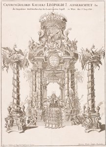 Keisari Leopold I:n hautaustelineet Augustinian kirkossa Wienissä, 1705 tekijältä Johann Lucas von Hildebrandt