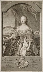 Muotokuva Johanna-Elizabethista, Anhalt-Zerbstin ruotsasta 1712-1760, Katariina II:n äidistä, 1756.