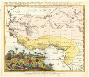 Johann Matthias Hasen laatima Länsi-Afrikan kartta vuodelta 1743. tekijältä Johann Matthias Hase