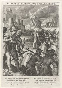 Pyhä Johannes Kapistranolainen johtaa kristillisiä joukkoja Belgradin piirityksessä vuonna 1615 tekijältä Johann Matthias Kager
