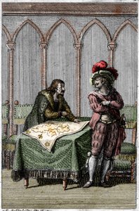 Habsburgin keisari Albert I (1255-1308) tutki Ranskan karttaa paavi Bonifacius VIII:n ja Ranskan kuninkaan Filip IV:n välisen konfliktin aikana