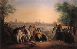 Näkymä Limaan Rimac-joen varrella. Johann Moritz Rugendasin (1802-1858) maalaus. 1843.