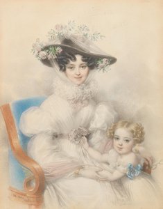 Nassau-Weilburgin prinsessa Henrietta 1797-1829 tyttärensä Marian kanssa, 1829.