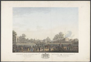 William 1:n saapuminen Brysselin kaupunkiin 30. maaliskuuta 1815 / Entrée de Guillaume 1er dans la Ville de Bruxelles, le 30th Mars 1815 (otsikko esineessä) Kaksitoista levyä William I:n saapumisesta ja virkaanastumisesta Brysseliin ja taisteluista Quatre-