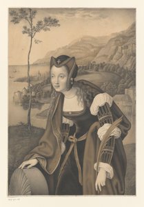 Pyhä Kristiina myllynkiven kanssa maisemassa Teoksia Boisserée-veljesten kokoelmasta (sarjan nimi) Galerie des Frères Boisserée (sarjan nimi)