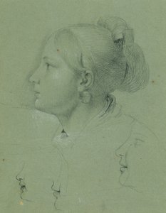 Tytön pää (Tutkimus "Landwehrin miehen kotiinpaluu", 1817) tekijältä Johann Peter Krafft