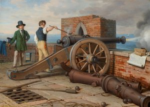 Taiteilijaystävät ratkaisevat tykin laukauksen Michelen linnoituksessa lähellä Ostiaa (Ferdinand Jagemann ja Peter Krafft) tekijältä Johann Peter Krafft