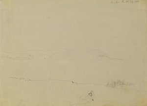 Maisemapiirros Balaton-järvestä tekijältä Johann Peter Krafft