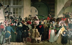 Itävallan Francis I:n (Pyhän Rooman valtakunnan II) (1768-1835) paluu Presburgiin 27. marraskuuta 1809, 1828-32 (enkaustinen)