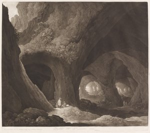 Viatgers a Gigantic Cavernsfinnish tekijältä Johann Peter Pichler, after Guillam Dubois