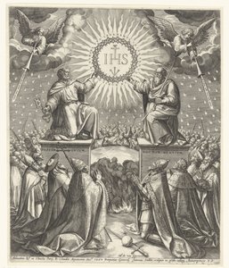 Kristuksen monogrammin palvonta tekijältä Johann Sadeler (I)