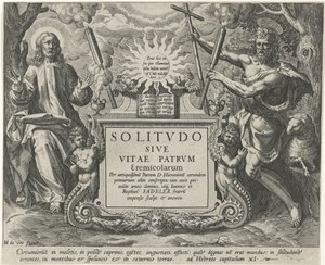 Kristus ja Johannes de Doper Mannelijke kluizenaars (sarjan nimi) Yksinäisyys tai erakkoisien elämä (sarjan nimi) Solitvdo Sive Vitae Patrvm Eremicolarum (sarjan nimi esineessä) tekijältä Johann Sadeler (I)