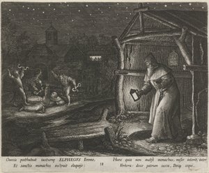 Saint Alphegus Canterburysta erakkona Erakoiden hyveellinen elämä (sarjan nimi) Trophaeum vitae solitariae (sarjan nimi) tekijältä Johann Sadeler (I)