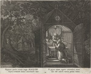 Saint Maglor erakkona Erakot (sarjan nimi) Oraculum Anachoreticum (sarjan nimi) tekijältä Johann Sadeler (I)