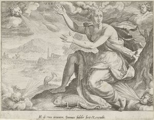 Taivas Aer (otsikko esineessä) The Four Elements (sarjan nimi) tekijältä Johann Sadeler (I)