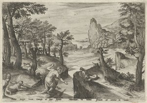 Narcís Paisatges amb escenes mitològiques (títol de la sèrie)Acabat tekijältä Johann Sadeler (I)