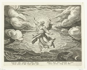 Ilman ja veden luominen Creation of the World (sarjan nimi) tekijältä Johann Sadeler (I)