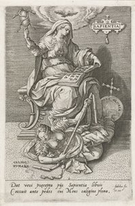 Viisaus (Sapientia) voittaa ihmisen hämmennyksen (Caligo Humana) sapientia (otsikko esineessä) Hyveet voittivat paheet (sarjan nimi)