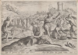 Israelilaisia lyövän faraon tehtävänjohtaja, n. 1585.