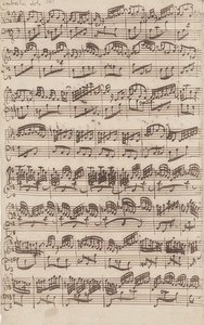 Allegro (cembalosoolo) Sonaatin nro 6 ensimmäisestä versiosta G-duuri viululle ja cembalo obbligatolle. 1725 tekijältä Johann Sebastian Bach