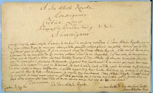 Käsin kirjoitettu omistus "Brandenburger Concertos" -teokseen Christian Ludwigille, Brandenburgin markgraaville 24. maaliskuuta 1721 (tussi ja muste paperille).