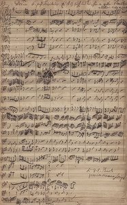 Käsikirjoitus kantaatista Es ist Heil tulemme tänne (BWV 9) tekijältä Johann Sebastian Bach