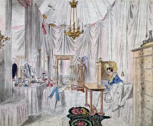 Keisarinna Carolina Augustan pukuhuone Wienin linnassa, akvarelli paperille Johann Stephan Decker (1784-1844) tekijältä Johann Stephan Decker