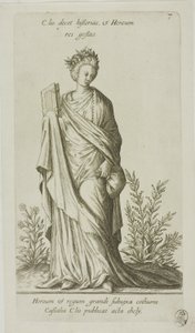 Clio, historian muusa, kilpi 7, Parnassus Bicepsistä tekijältä Johann Theodor de Bry