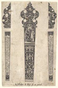 Suunnittelu veitsen kahvalle avioliiton muistoksi, n. 1580-1600. tekijältä Johann Theodor de Bry