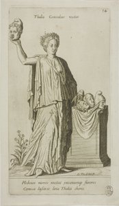 Thalia, komedian muusa, lautanen 14 alkaen Parnassus Bicepsistä tekijältä Johann Theodor de Bry