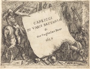 Eri taisteluiden otukset Nimisivu, 1635. tekijältä Johann Wilhelm Baur