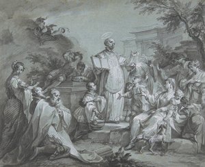 Pyhä Ignatius Loyolalainen saarnaa, ennen vuotta 1761.