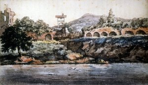 Roma - näkymä Tiberille, Goethen akvarelli. sd. 1800-luvulla.
