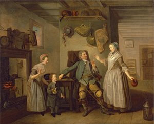 David Garrick ja Mary Bradshaw David Garrickin Farmers Returnissa, n. 1762 tekijältä Johan Joseph Zoffany