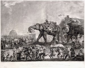 Hyderbeckin suurlähetystö Kalkuttaan, Ouden visiiriltä, Patnan kautta, vuonna 1788, tapaamaan lordi Cornwallisia, n. 1800 tekijältä Johan Joseph Zoffany