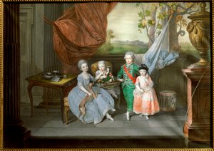 Ludvig I Etrurialaisen muotokuva sisarustensa Caroline, Marie Antoinette ja Charlotte kanssa, n. 1780 (maalaus)