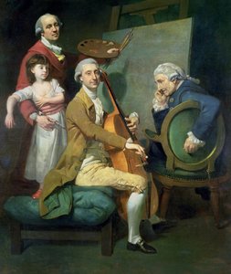 Omakuva tyttärensä Maria Theresan (?) ja mahdollisesti Giacobben ja James Cervetton (?) kanssa n. 1779 (öljy kankaalle)