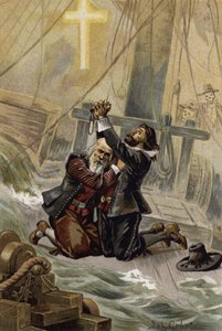 Kuvitus elokuvasta Lentävä hollantilainen tai Der Fliegende Hollander (värilitho) tekijältä Johannes (after) Gehrts