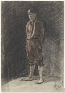 Pysyvä mies kypärän ja käärittyjen kirjaputkien kanssa tekijältä Johannes Abraham Mondt