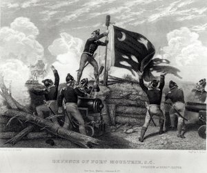 Kersantti William Jasperin sankaruus Fort Moultrien puolustuksessa Etelä-Carolinassa, 12. toukokuuta 1780, kaiverrus G.R. sali