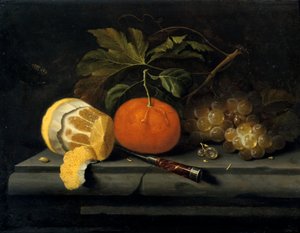 Hedelmiä pöydällä Kivikattaus, c1653-1659 tekijältä Johannes Borman