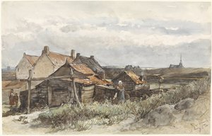 Kalastusperhetalot Scheveningenissä Kalastajien taloja Scheveningenissä tekijältä Johannes Bosboom