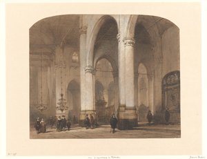 Vista al St. Laurenskerk a Rotterdam finlandès tekijältä Johannes Bosboom