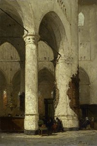 Leidenin Hooglandse-kirkon sisätilat tekijältä Johannes Bosboom