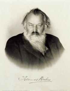 Saksa, kaiverrettu muotokuva saksalaisesta säveltäjästä, pianistista ja kapellimestari Johannes Brahmsista tekijältä Johannes Brahms